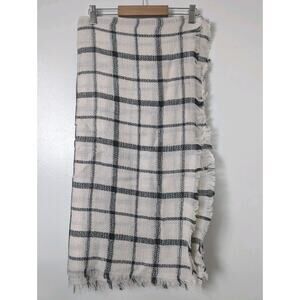 NEW Nadia Rima Oversize Scarf Black White Plaid Blanket 100% Acrylic Very Soft